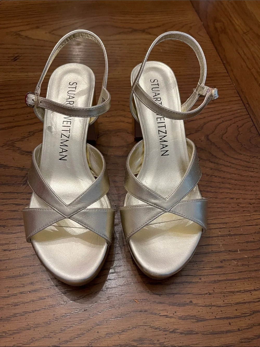 Stuart Weitzman crisscrossing vamp